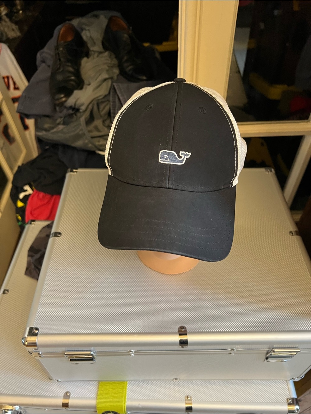 Vineyard Vines Navy and White Trucker Cap with Whale Logo size L